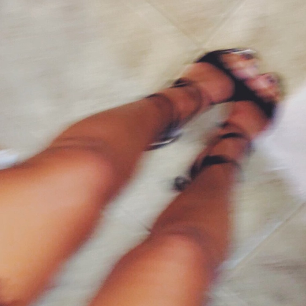 Black wrap up suede heels